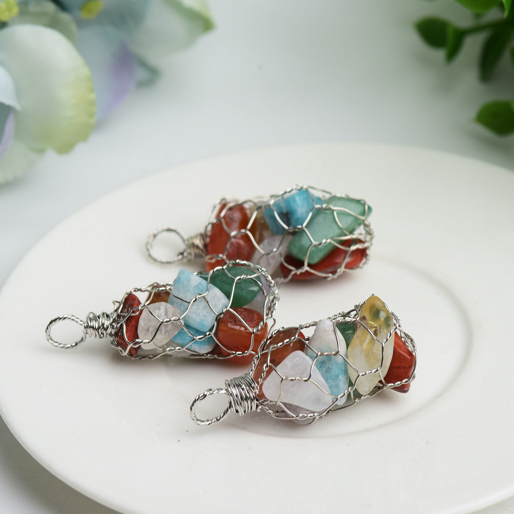 Mixed Crystal Chips Chakra Pendant | Spiritual Healing Necklace