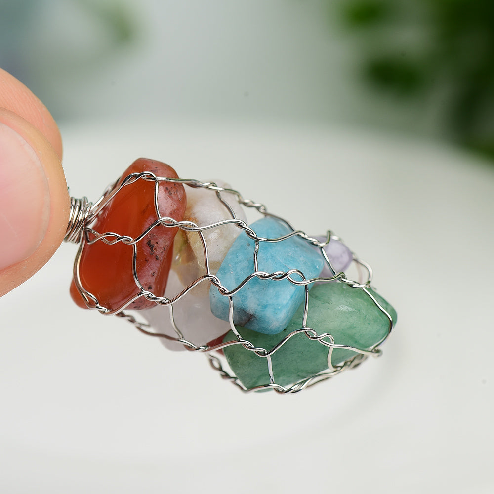 Mixed Crystal Chips Chakra Pendant | Spiritual Healing Necklace