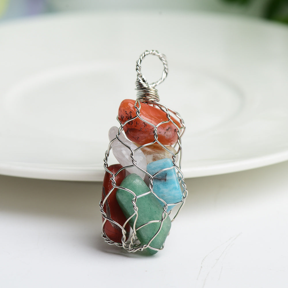 Mixed Crystal Chips Chakra Pendant | Spiritual Healing Necklace