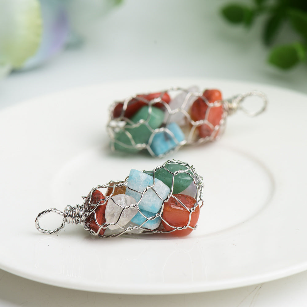 Mixed Crystal Chips Chakra Pendant | Spiritual Healing Necklace