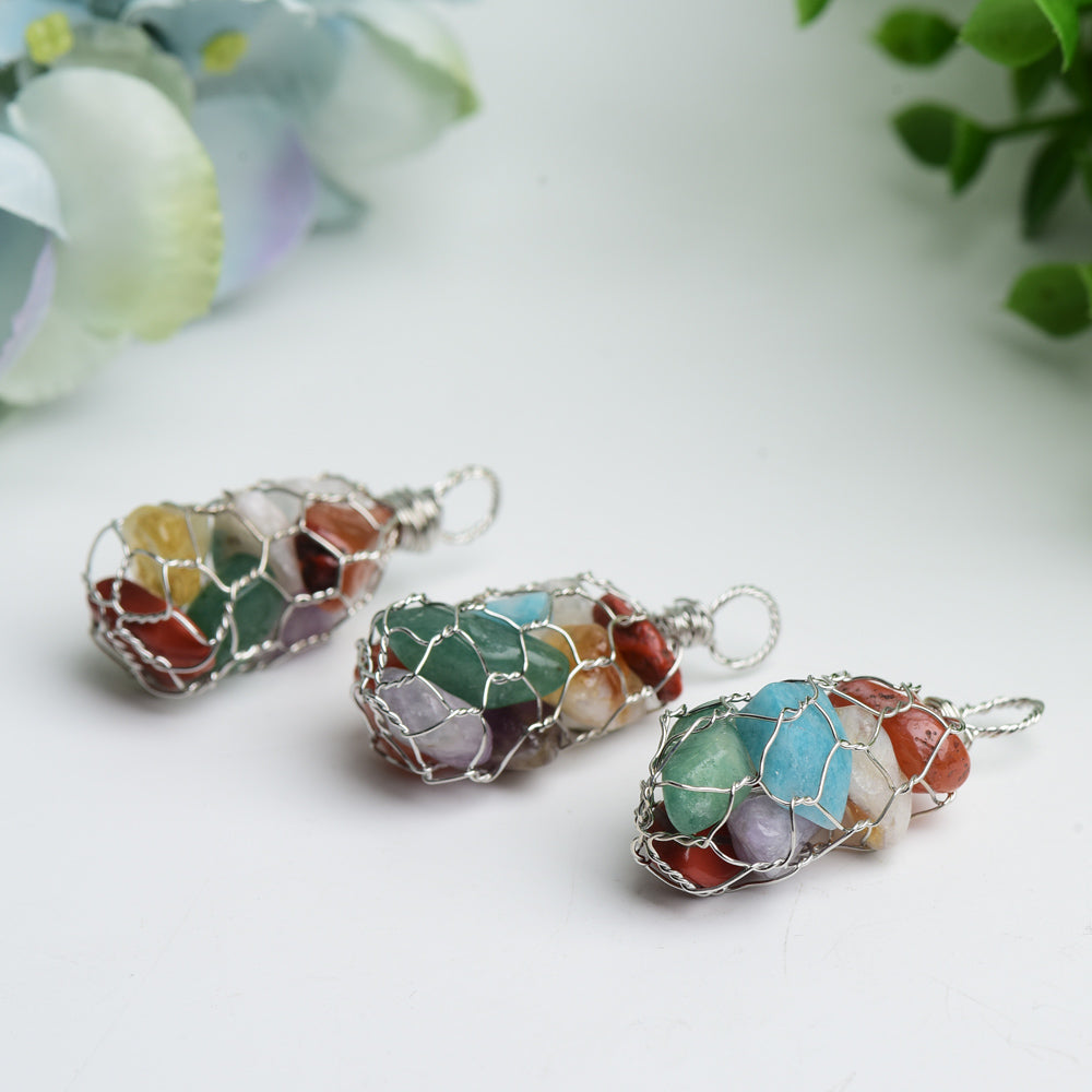 Mixed Crystal Chips Chakra Pendant | Spiritual Healing Necklace