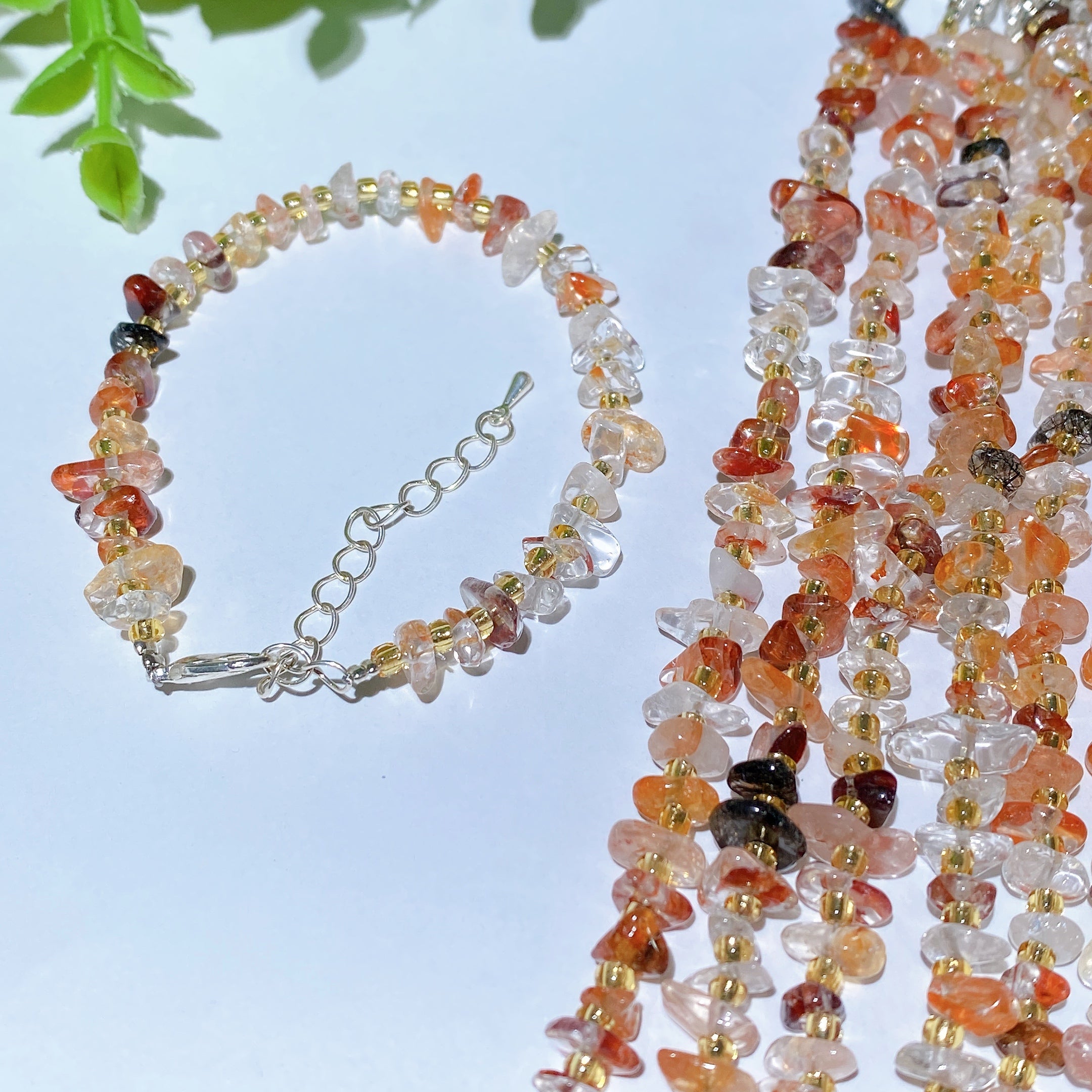 Mixed Crystal Chips Spiritual Healing Bracelet 6.3in
