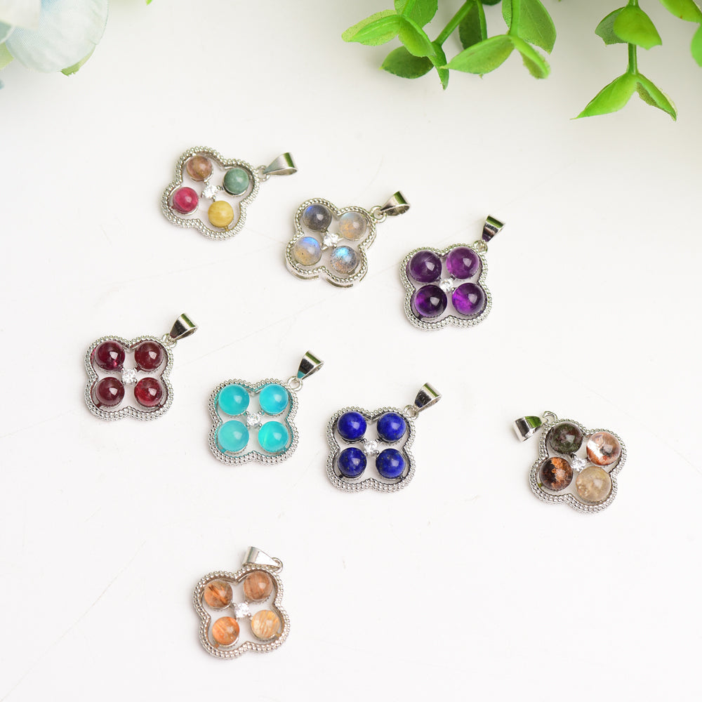 Mixed Crystal Flower Pendant 15mm Spiritual Necklace