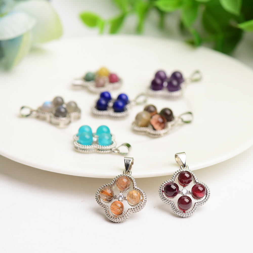 Mixed Crystal Flower Pendant 15mm Spiritual Necklace