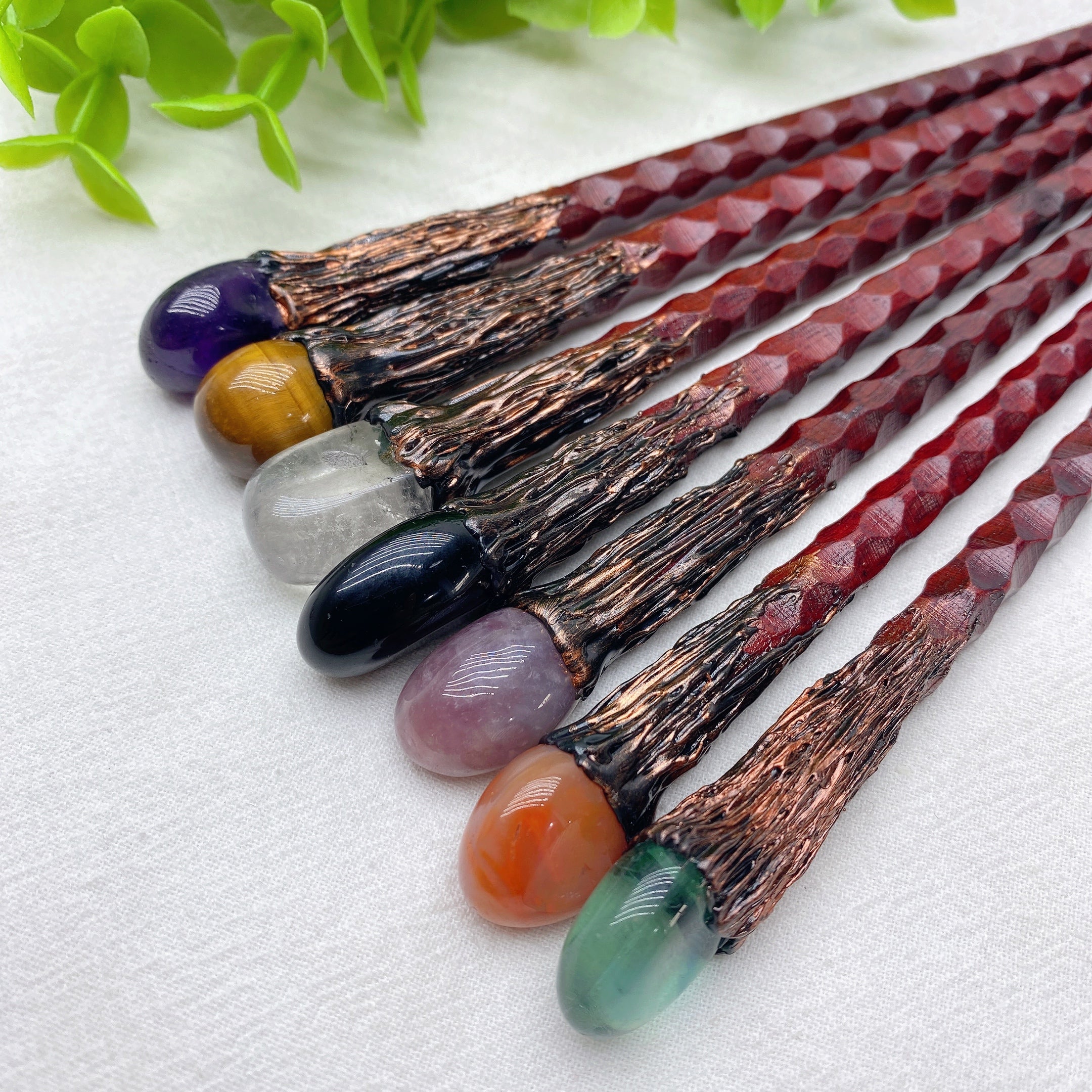 Mixed Crystal Hairpin with Healing Gemstones 9.2 Inch