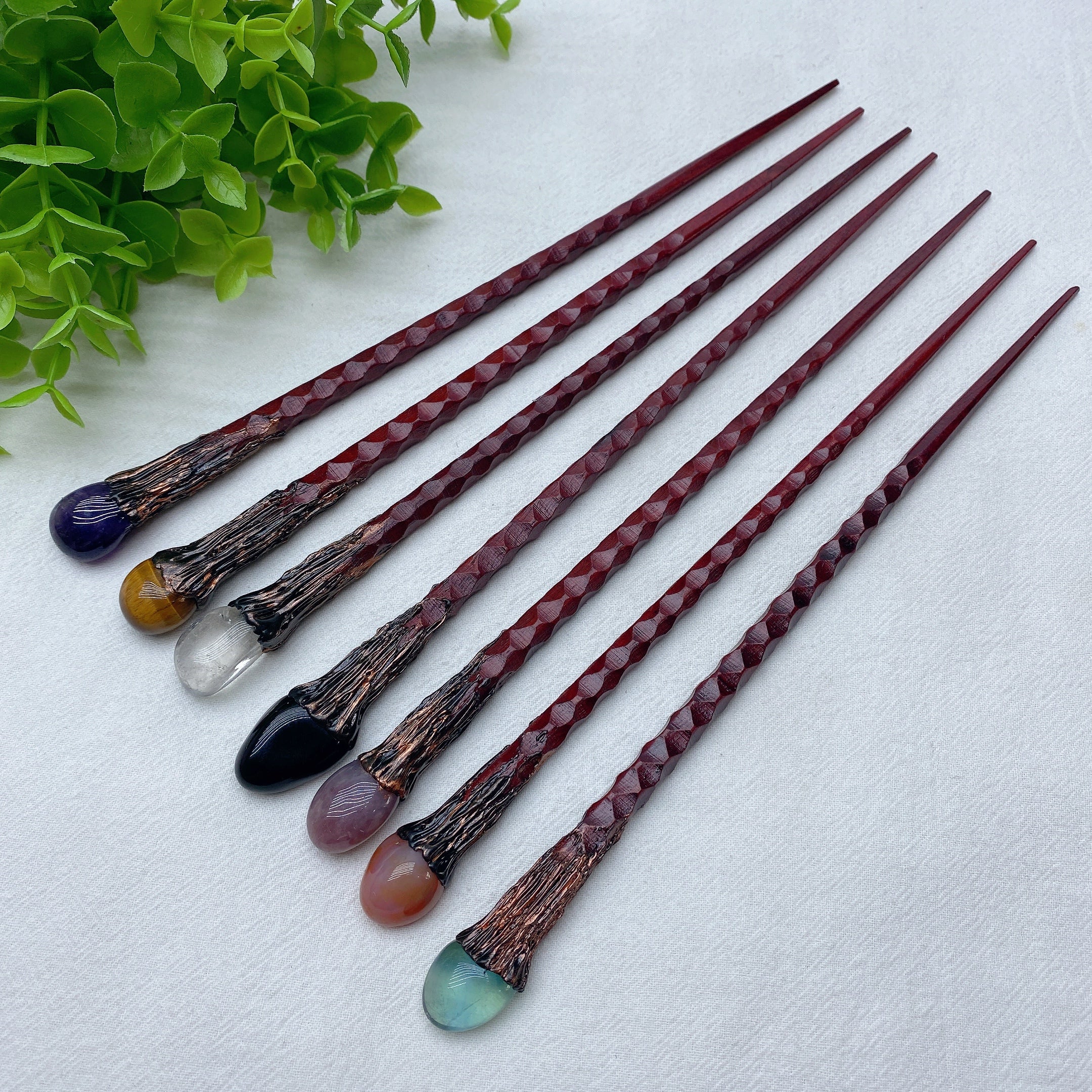 Mixed Crystal Hairpin with Healing Gemstones 9.2 Inch