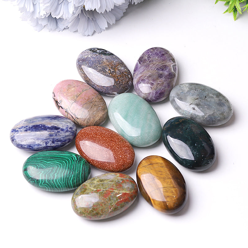 Mixed Crystal Healing Palm Stone 1.5-Inch Energy Tool