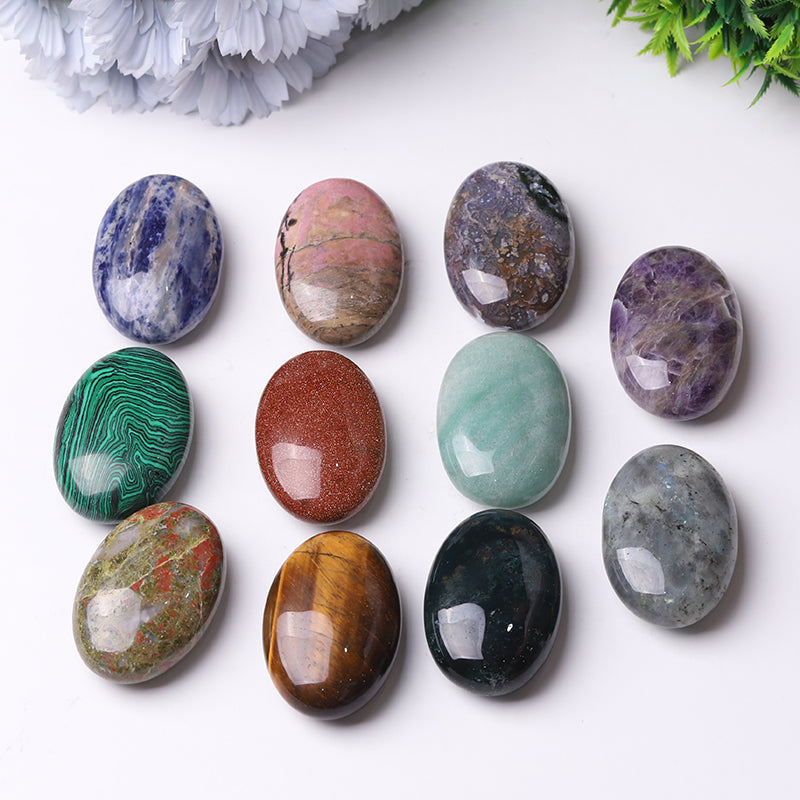 Mixed Crystal Healing Palm Stone 1.5-Inch Energy Tool