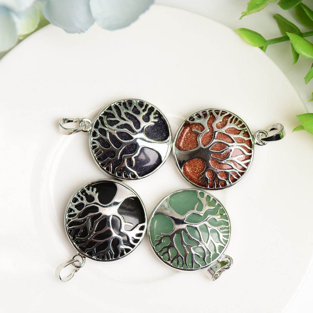 Mixed Crystal Tree of Life Pendant 1.2 inch Healing Jewelry