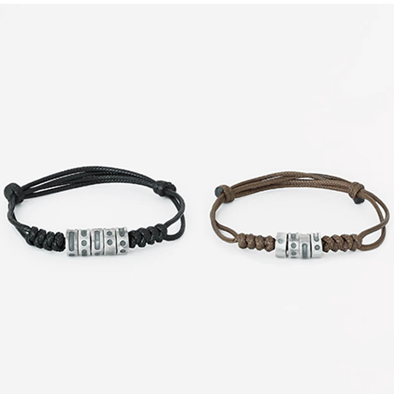 Morsecode-Armband aus Sterlingsilber mit Wachsseil