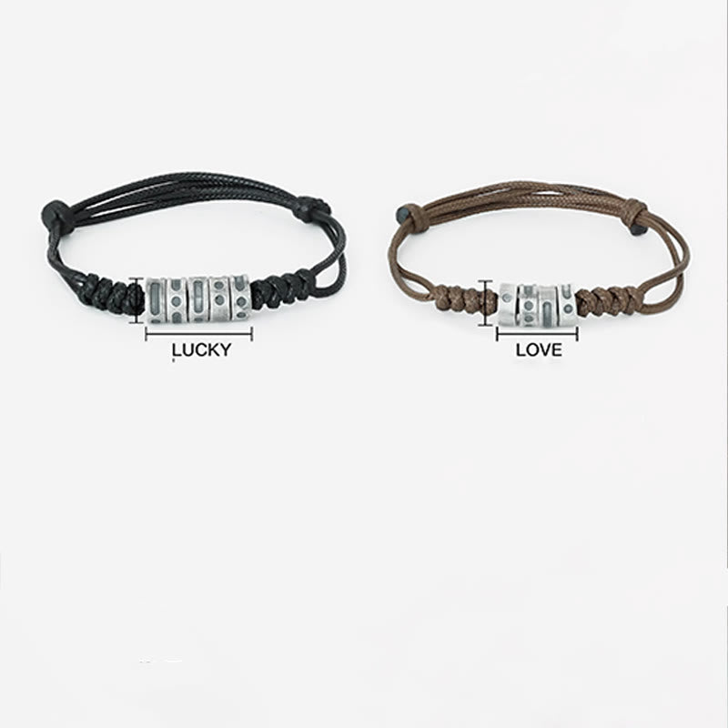 Morsecode-Armband aus Sterlingsilber mit Wachsseil