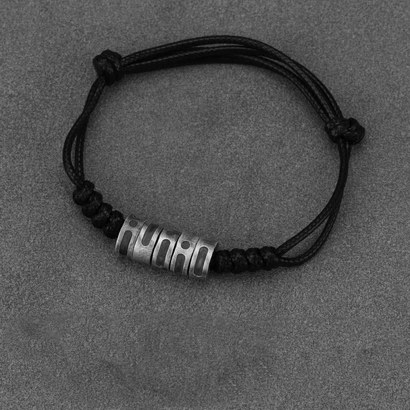 Morsecode-Armband aus Sterlingsilber mit Wachsseil
