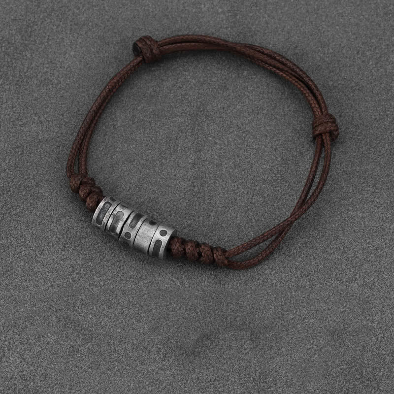 Morsecode-Armband aus Sterlingsilber mit Wachsseil