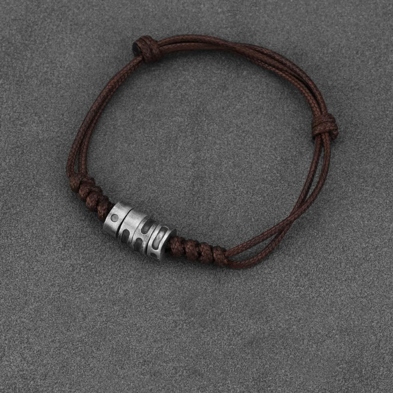 Morsecode-Armband aus Sterlingsilber mit Wachsseil