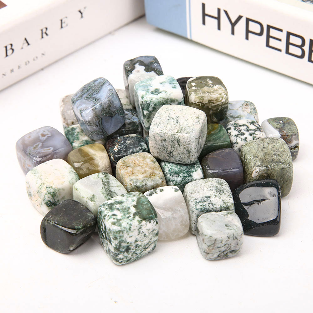 Moss Agate Cubes Bag 1.5-2cm Crystal Shapes for Healing