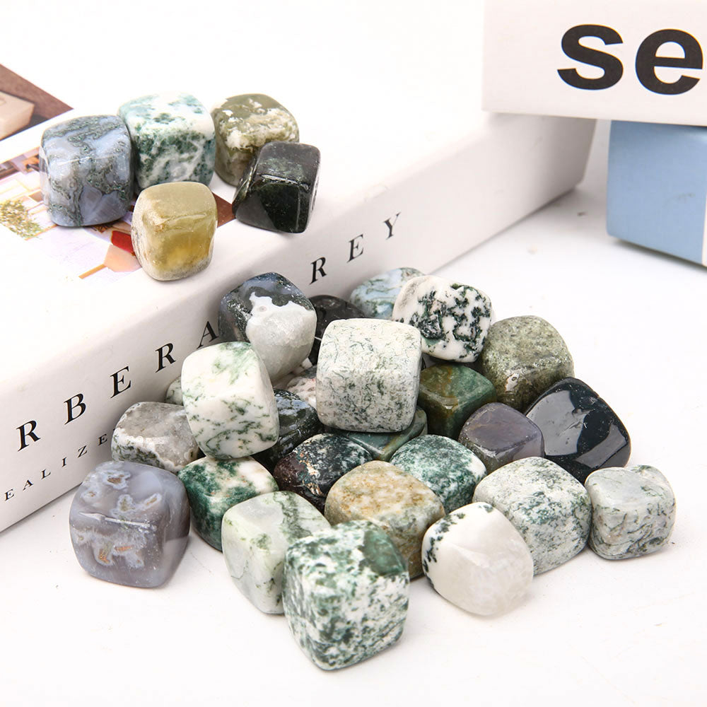 Moss Agate Cubes Bag 1.5-2cm Crystal Shapes for Healing
