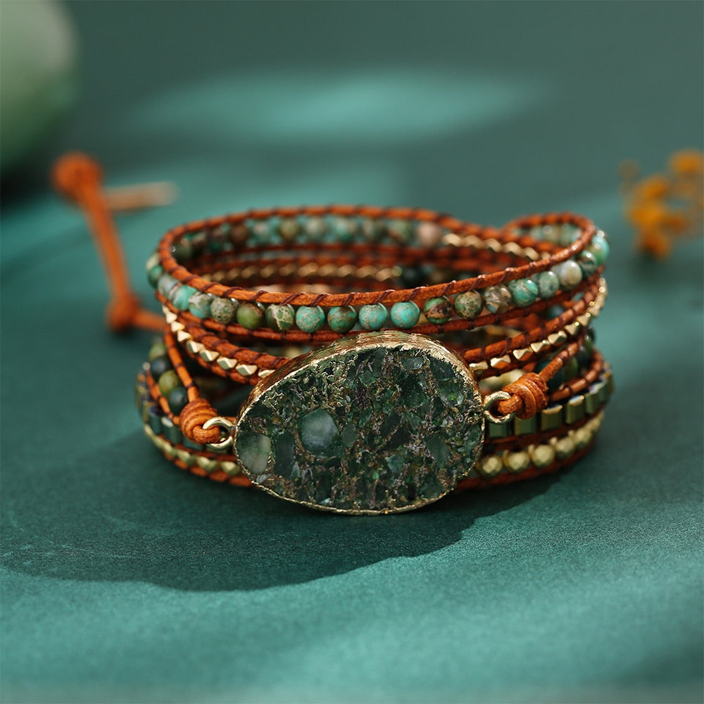 Moosachat Natur-inspiriertes Wickelarmband