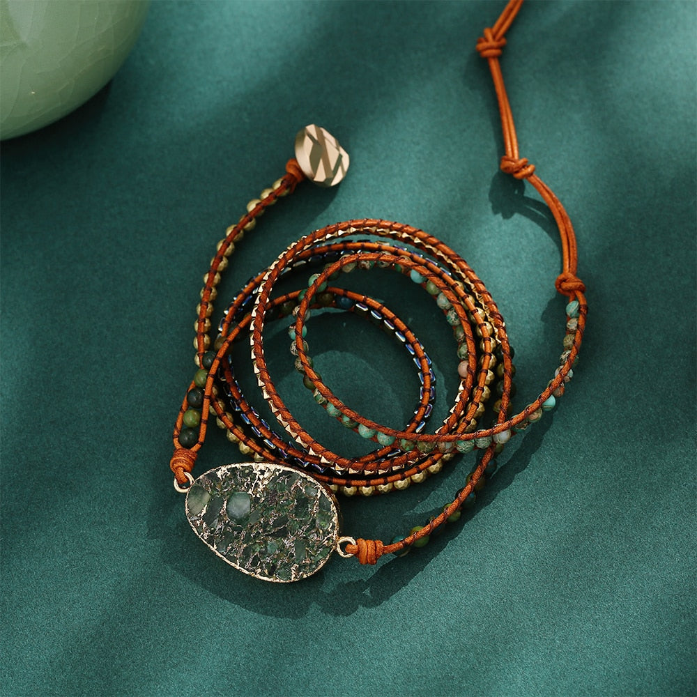 Moosachat Natur-inspiriertes Wickelarmband