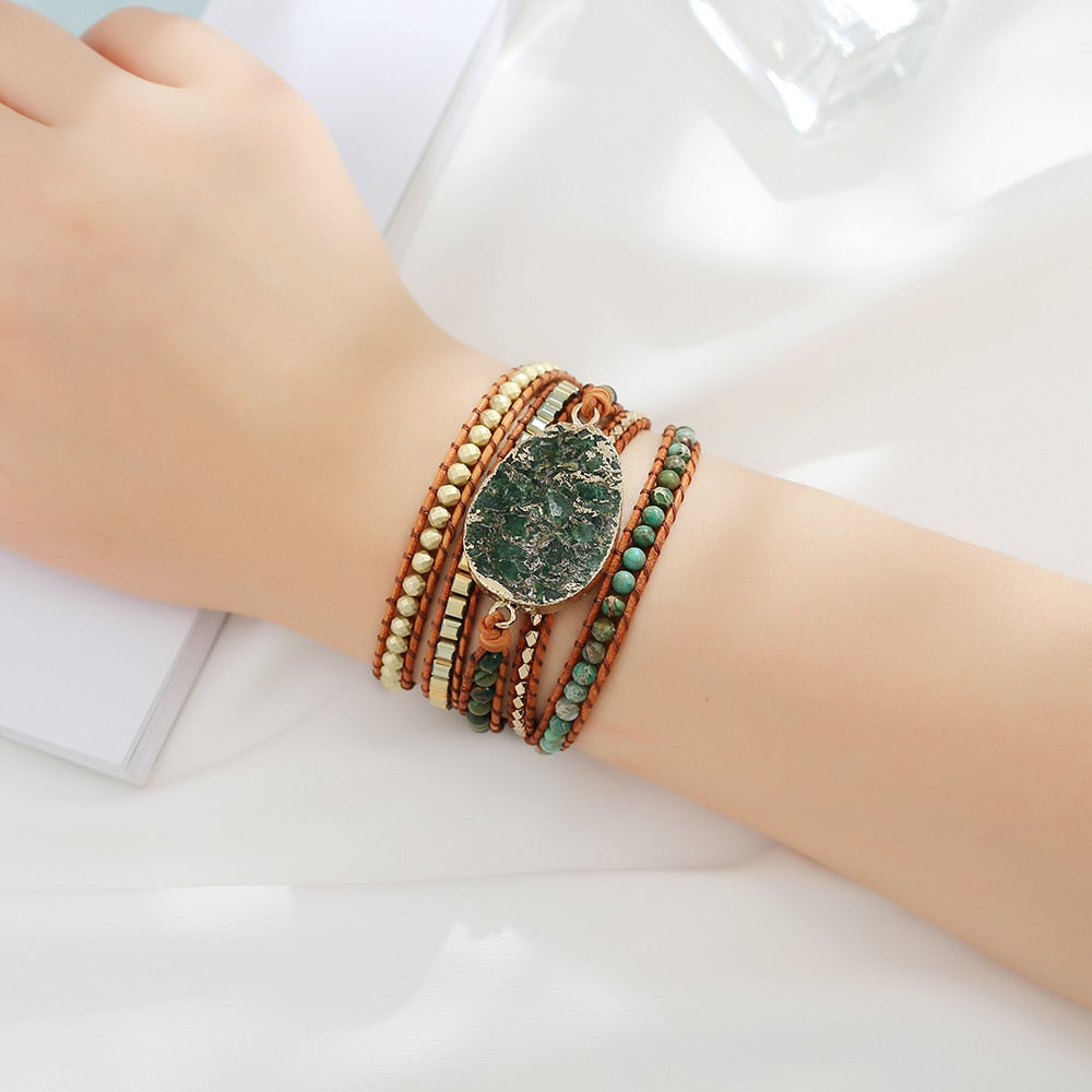 Moosachat Natur-inspiriertes Wickelarmband