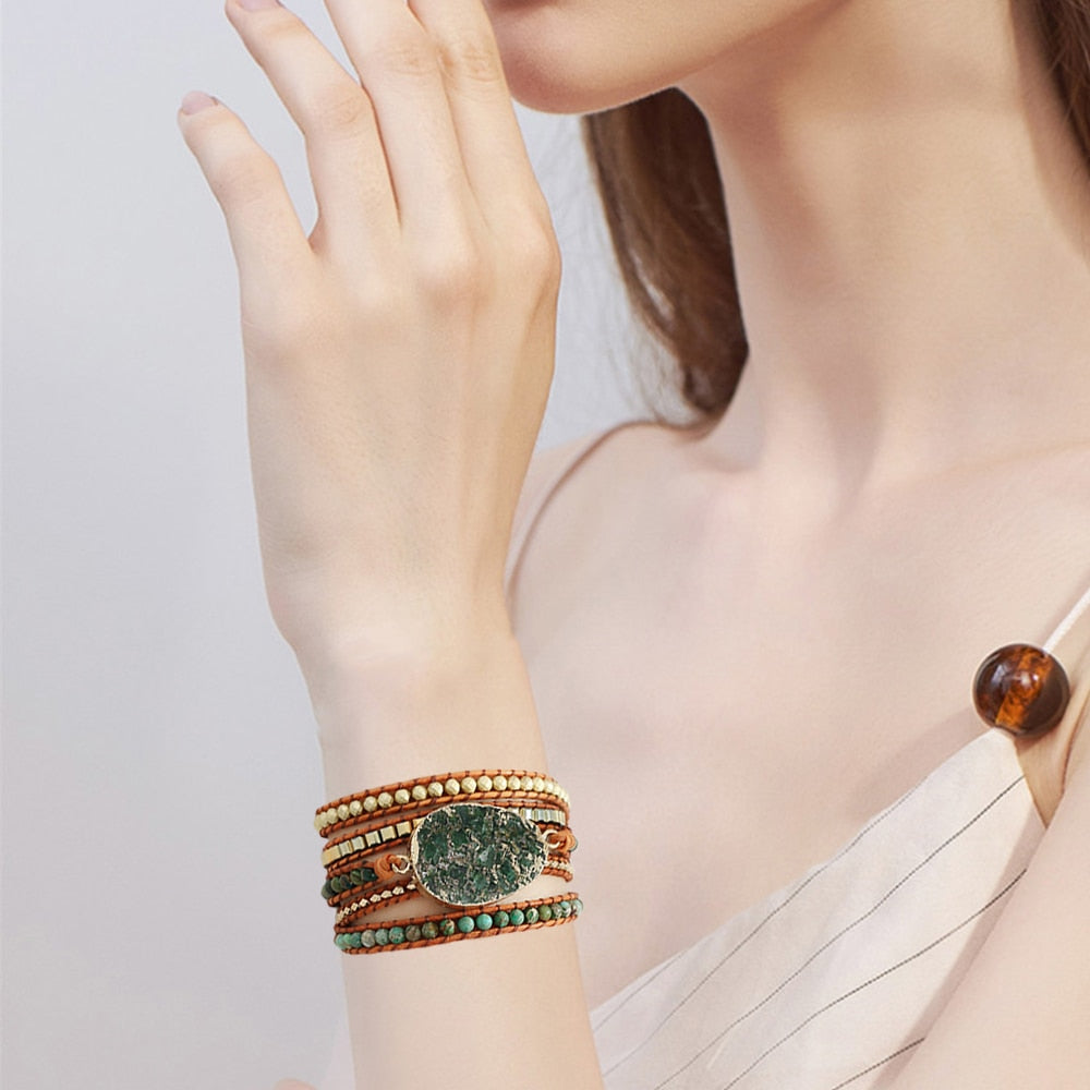 Moosachat Natur-inspiriertes Wickelarmband
