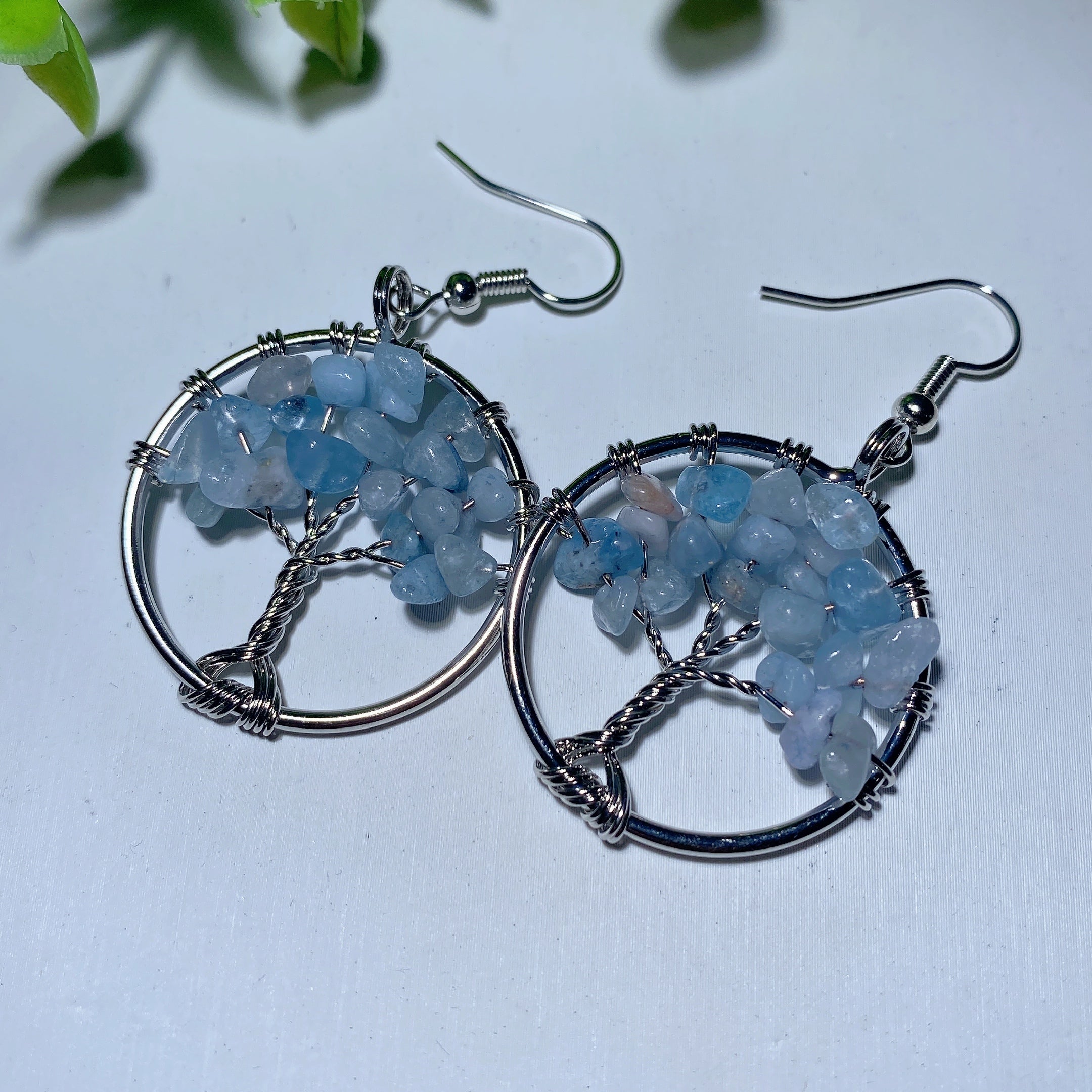 Multi-Color Mixed Crystal Tree of Life Earrings 2 Inch