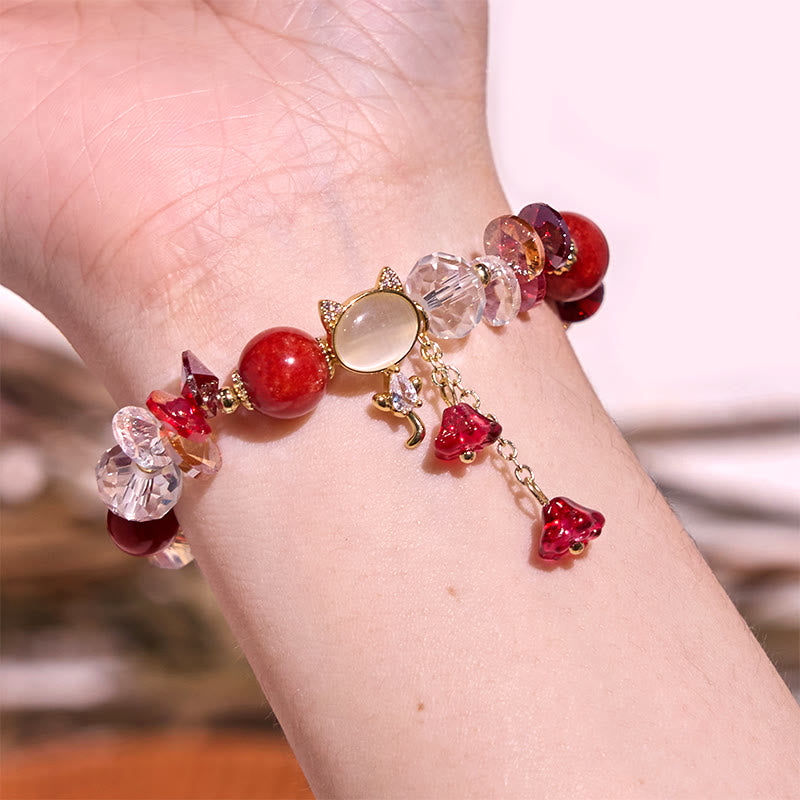 Balance-Armband mit Katzenmotiv und mehreren Kristallen