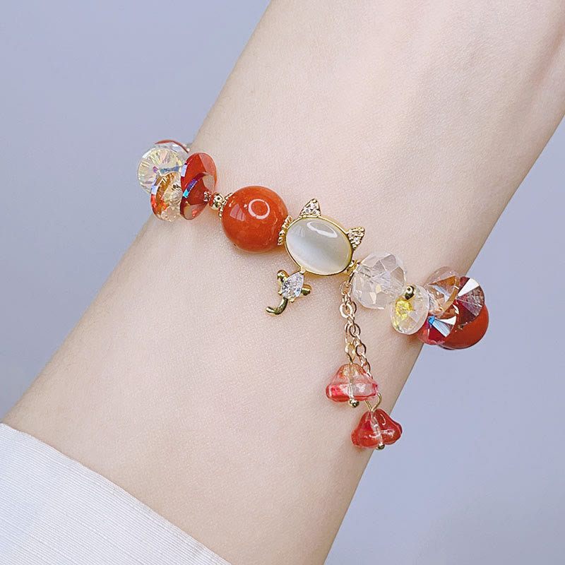 Balance-Armband mit Katzenmotiv und mehreren Kristallen