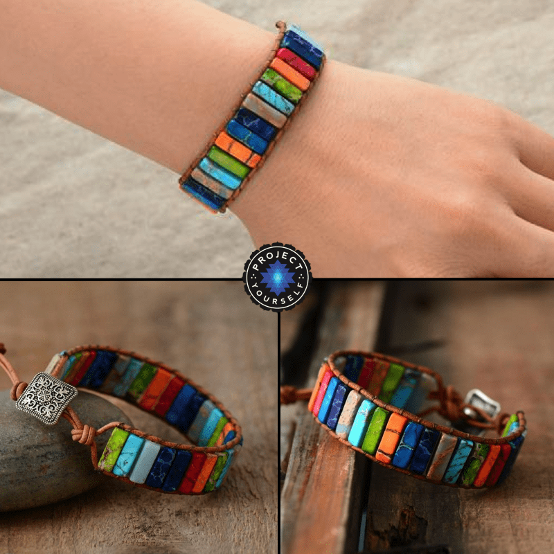 Mehrfarbiges Jaspis-Boho-Armband für Positivität