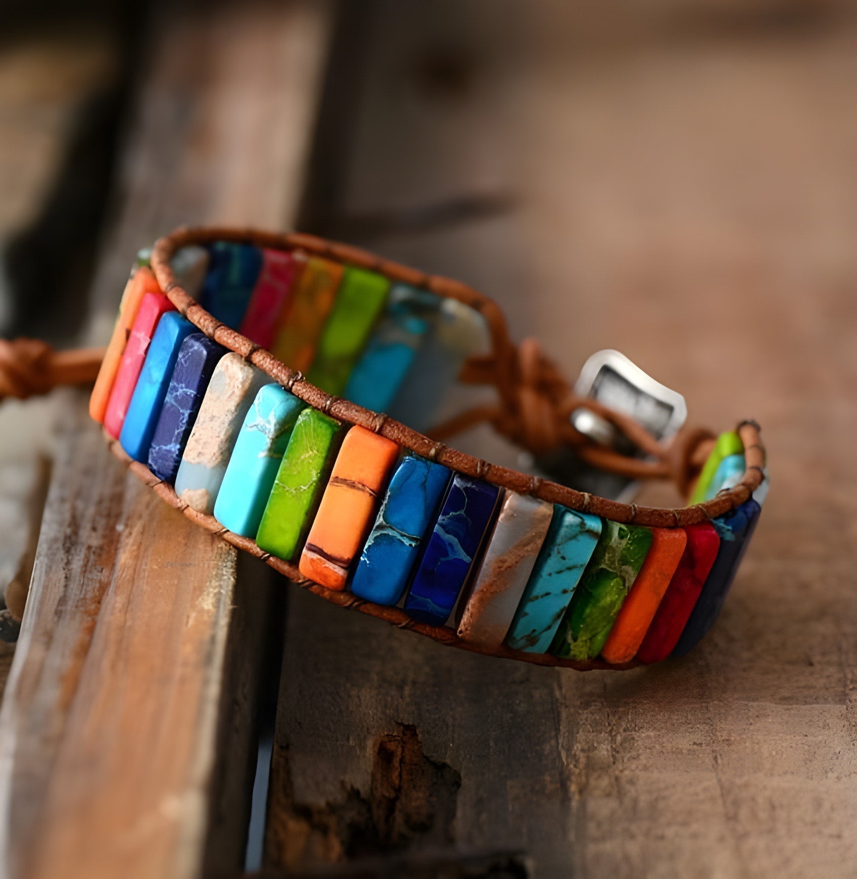 Mehrfarbiges Jaspis-Boho-Armband für Positivität