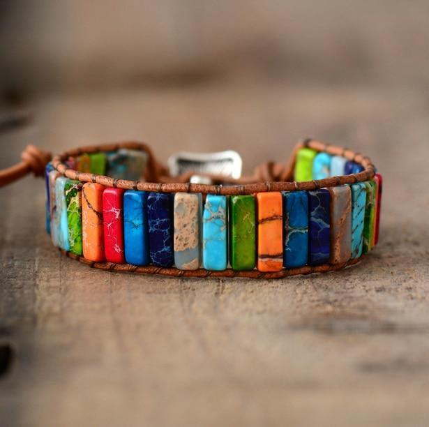 Mehrfarbiges Jaspis-Boho-Armband für Positivität