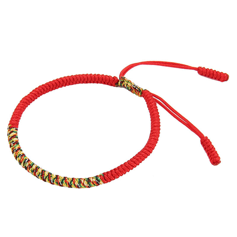 Mehrfarbiges tibetisches King Kong Knoten-Armband mit roter Schnur
