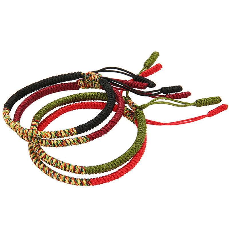 Mehrfarbiges tibetisches King Kong Knoten-Armband mit roter Schnur