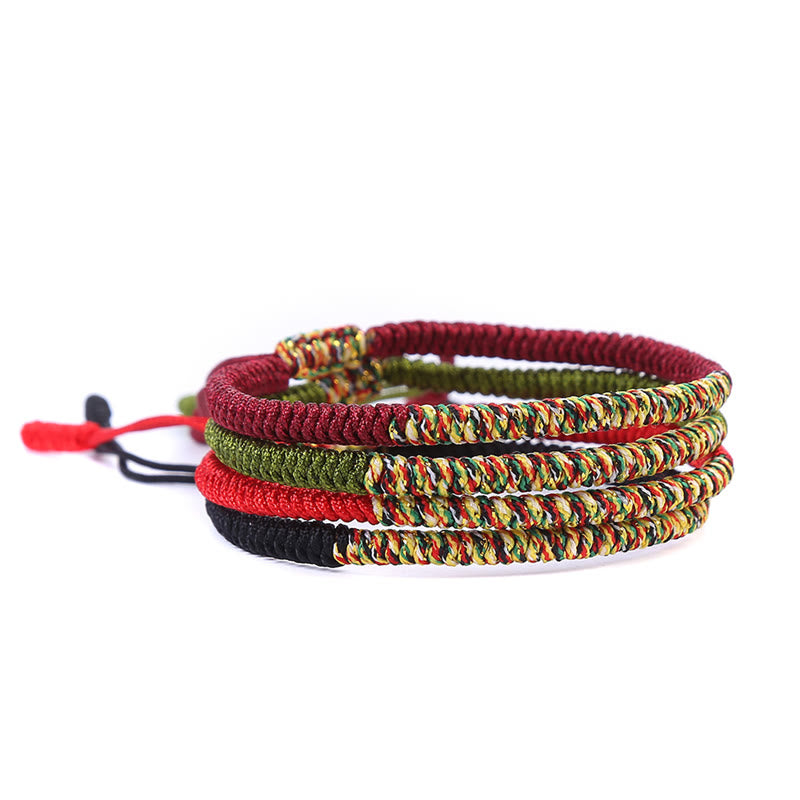 Mehrfarbiges tibetisches King Kong Knoten-Armband mit roter Schnur
