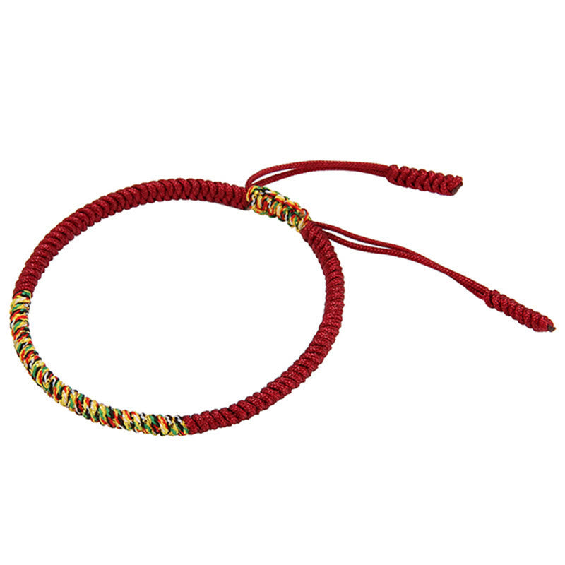 Mehrfarbiges tibetisches King Kong Knoten-Armband mit roter Schnur