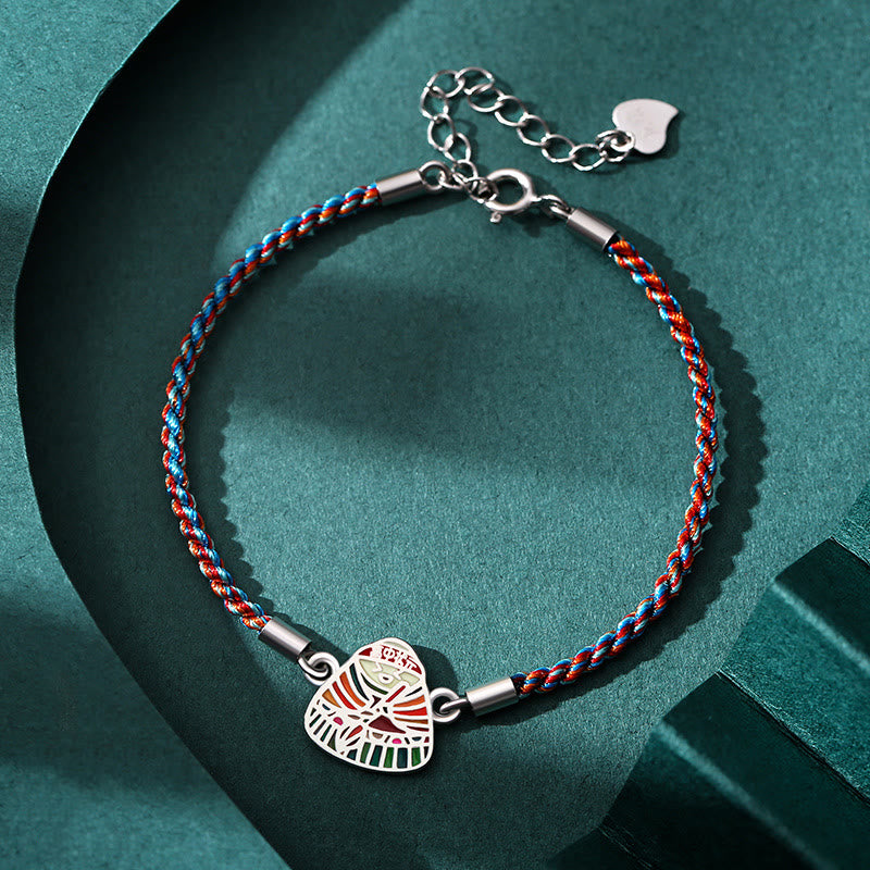 Mehrfarbiges spirituelles Armband aus 925er Sterlingsilber mit Zongzi-Muster
