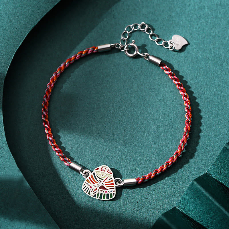Mehrfarbiges spirituelles Armband aus 925er Sterlingsilber mit Zongzi-Muster