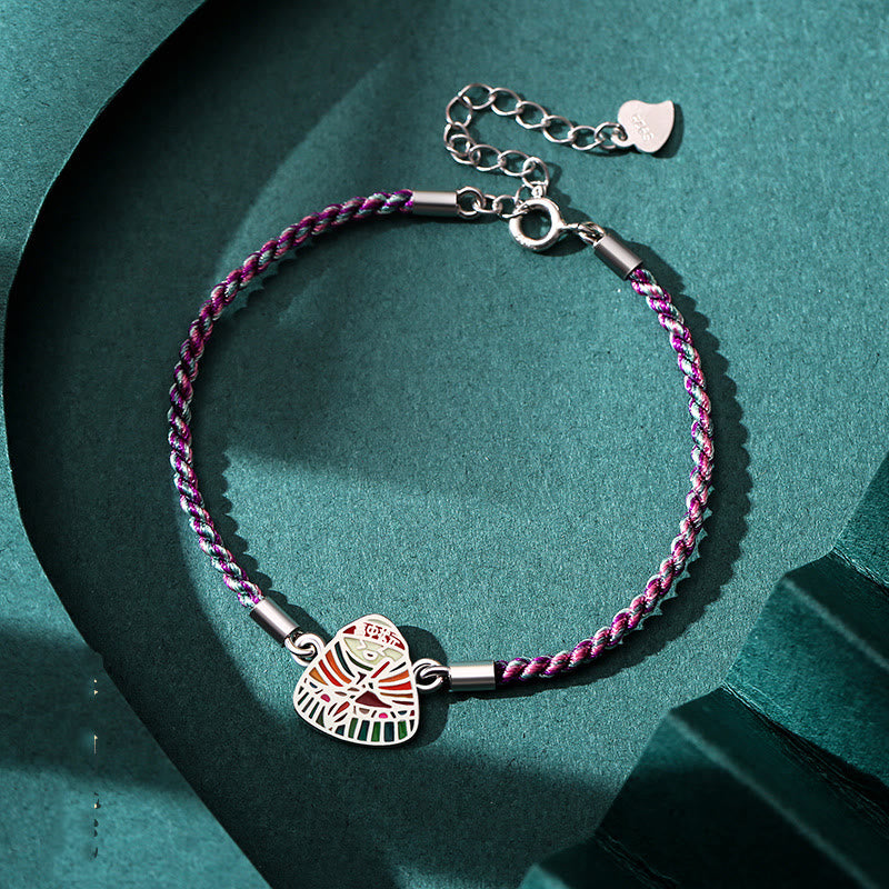 Mehrfarbiges spirituelles Armband aus 925er Sterlingsilber mit Zongzi-Muster