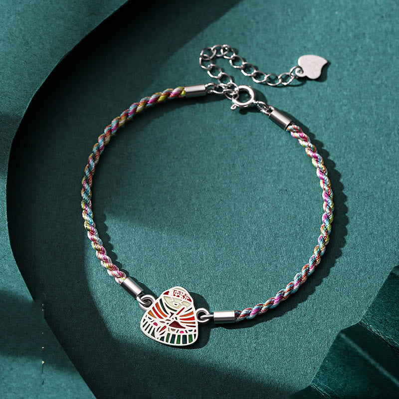 Mehrfarbiges spirituelles Armband aus 925er Sterlingsilber mit Zongzi-Muster