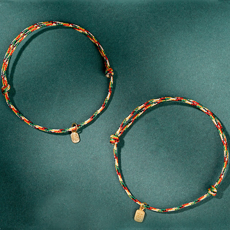 Mehrfarbiges spirituelles Armband mit Fu-Charakter für Frieden und Freude