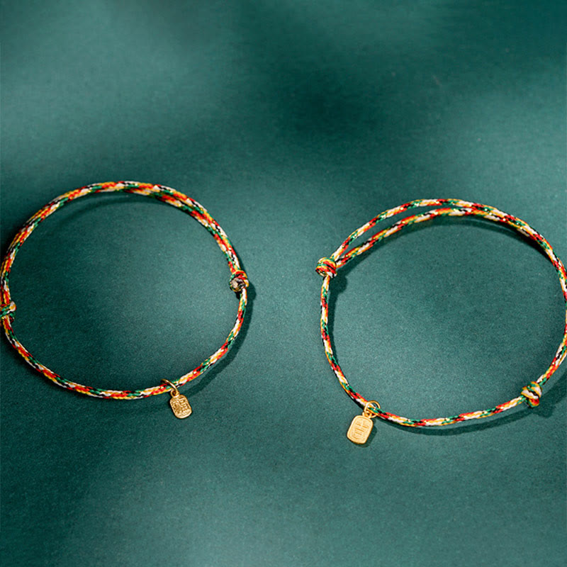 Mehrfarbiges spirituelles Armband mit Fu-Charakter für Frieden und Freude