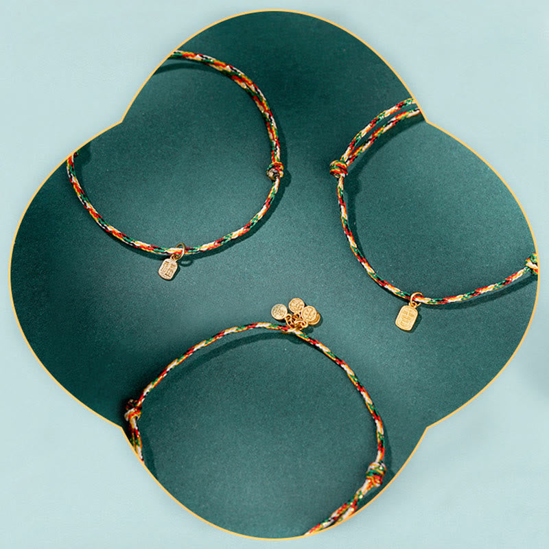 Mehrfarbiges spirituelles Armband mit Fu-Charakter für Frieden und Freude