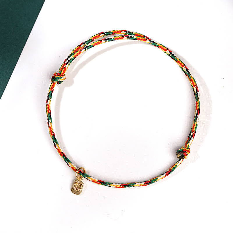 Mehrfarbiges spirituelles Armband mit Fu-Charakter für Frieden und Freude