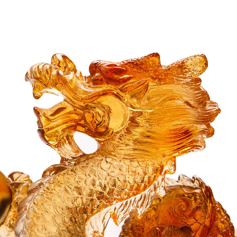 Mehrfarbige Liuli Chinesische Drachenstatue 6,3 Zoll Feng Shui Stück