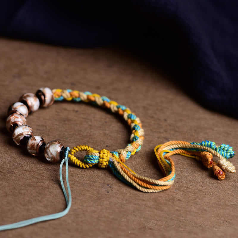 Mehrfarbiges Liuli-Glas-Armband mit spirituellen Perlen, Unisex