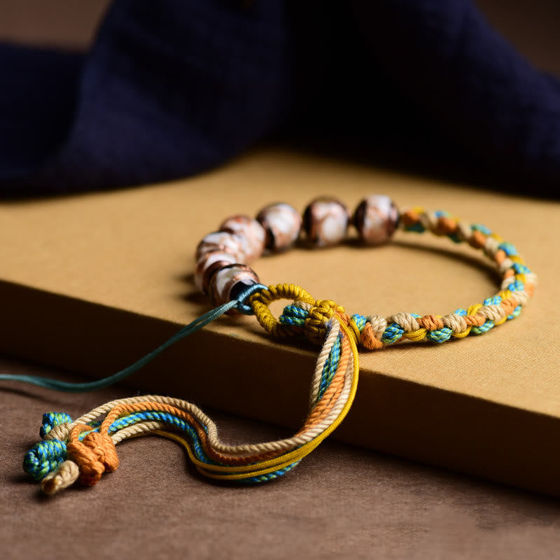 Mehrfarbiges Liuli-Glas-Armband mit spirituellen Perlen, Unisex