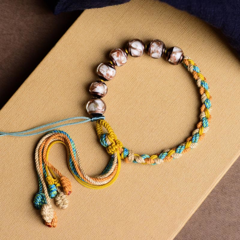 Mehrfarbiges Liuli-Glas-Armband mit spirituellen Perlen, Unisex