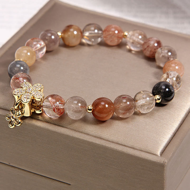 Mehrfarbiges Armband zum Schutz des Reichtums aus Rutilquarz und Citrin
