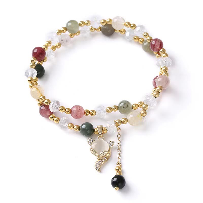 Mehrfarbiges Rutilquarz-Doppelwickelarmband für spirituellen Schutz