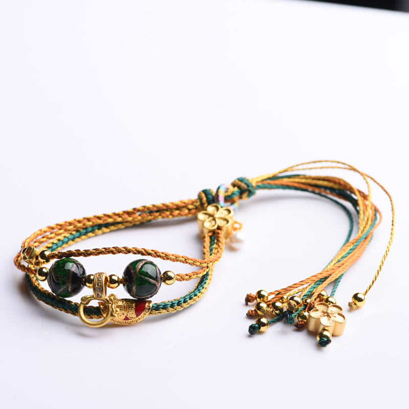 Mehrschichtiges Liuli-Glasperlenarmband mit spirituellem Schutz