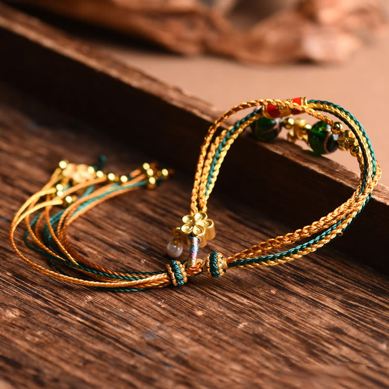 Mehrschichtiges Liuli-Glasperlenarmband mit spirituellem Schutz